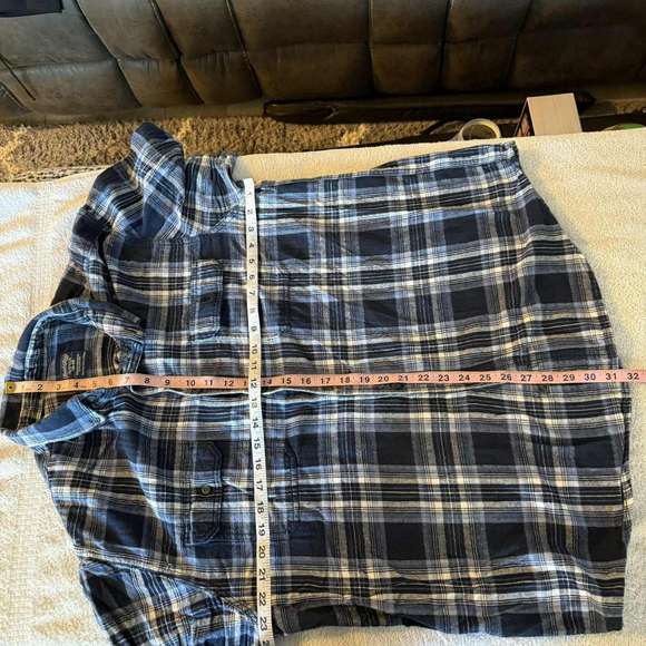 Men's Faded Glory Casual Button Down Shirt XLT (46-48)Blue Plaid - Picture 10 of 11